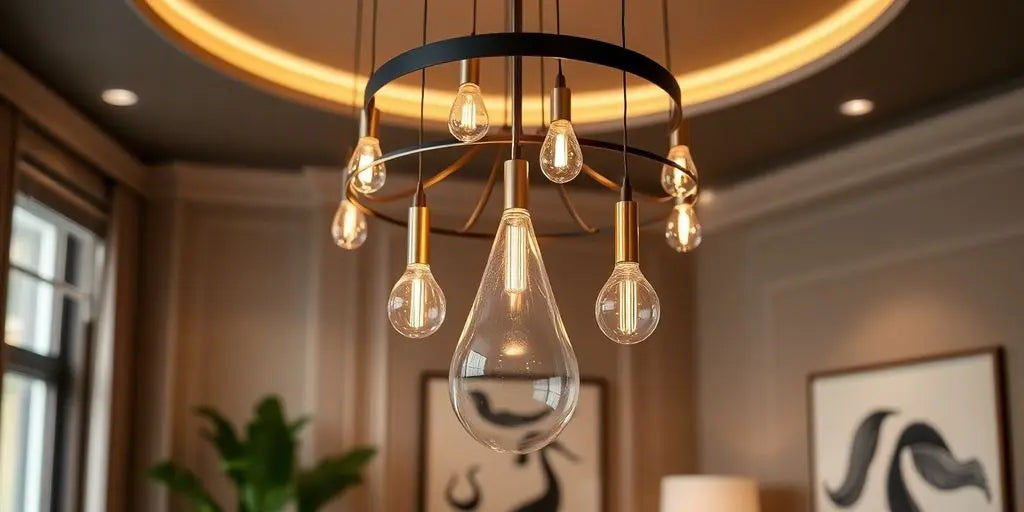 Modern drop chandelier in a stylish interior setting.