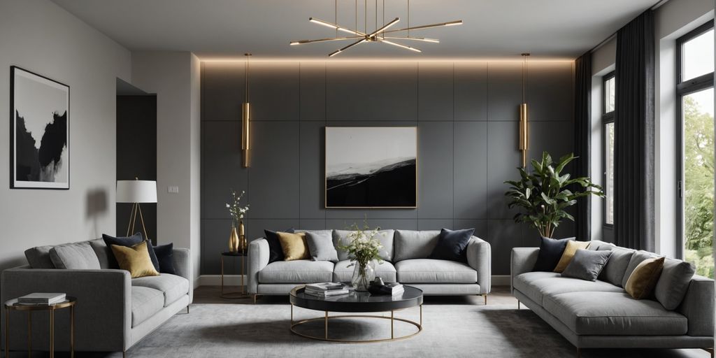 Modern living room with sleek wall light fittings