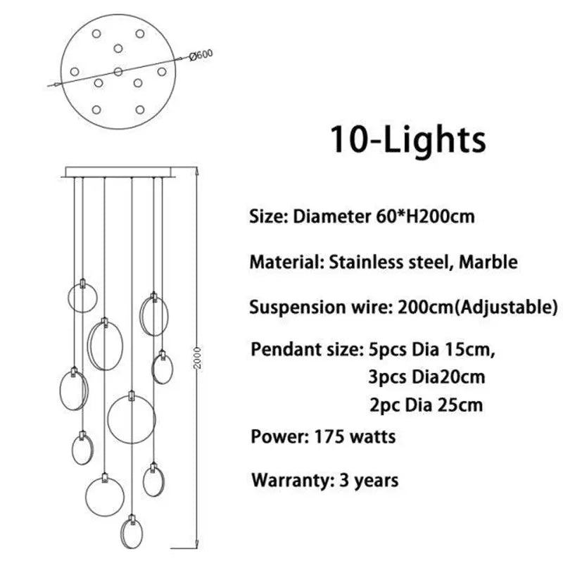 Modern Discs Alabaster Long Staircase Chandelier ChandeliersLife®