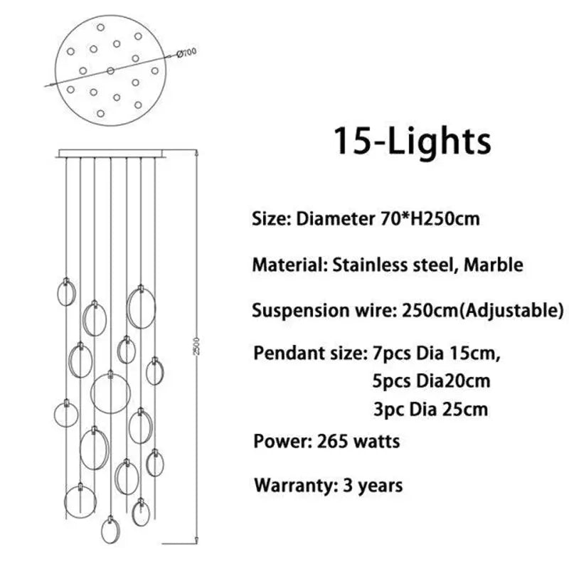 Modern Discs Alabaster Long Staircase Chandelier ChandeliersLife®