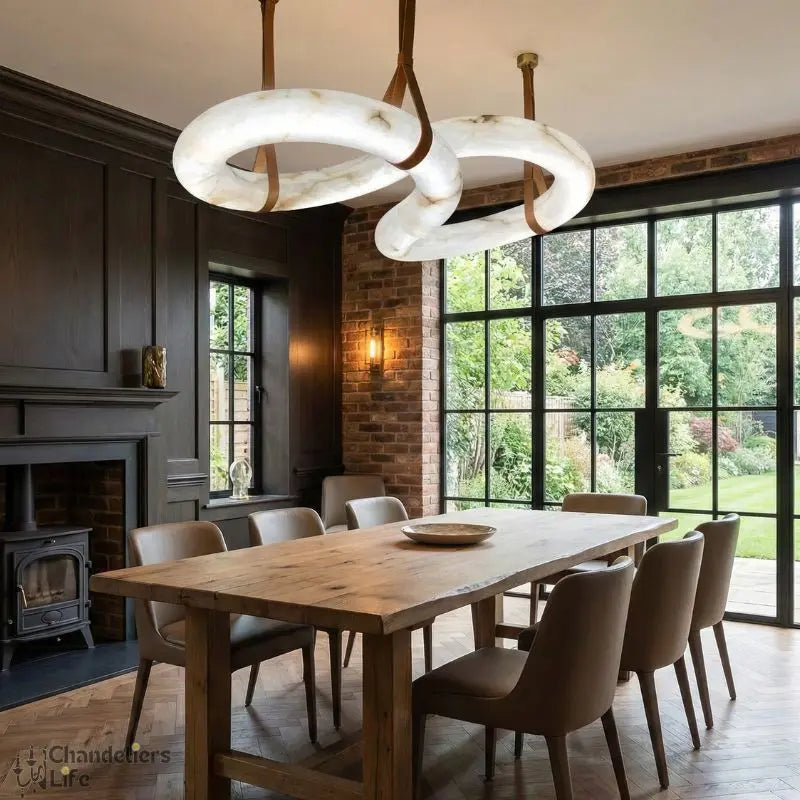 Lustre design contemporain en albâtre nordique