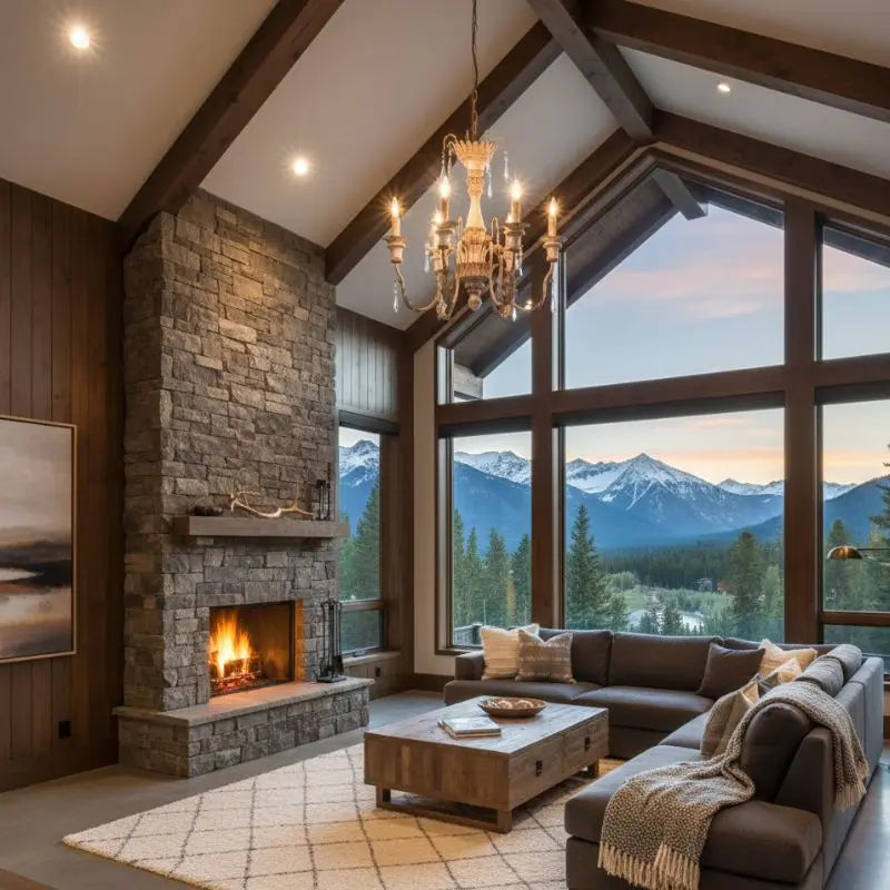 French Wood Art Vintage Chandelier