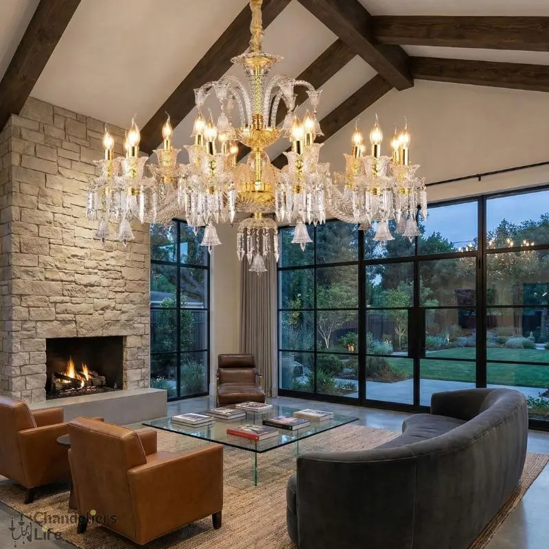 Golden Clear Candle Crystal Chandelier ChandeliersLife®