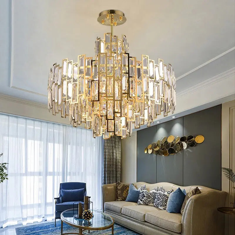 Round Gold Crystal Desinger Chandelier ChandeliersLife®