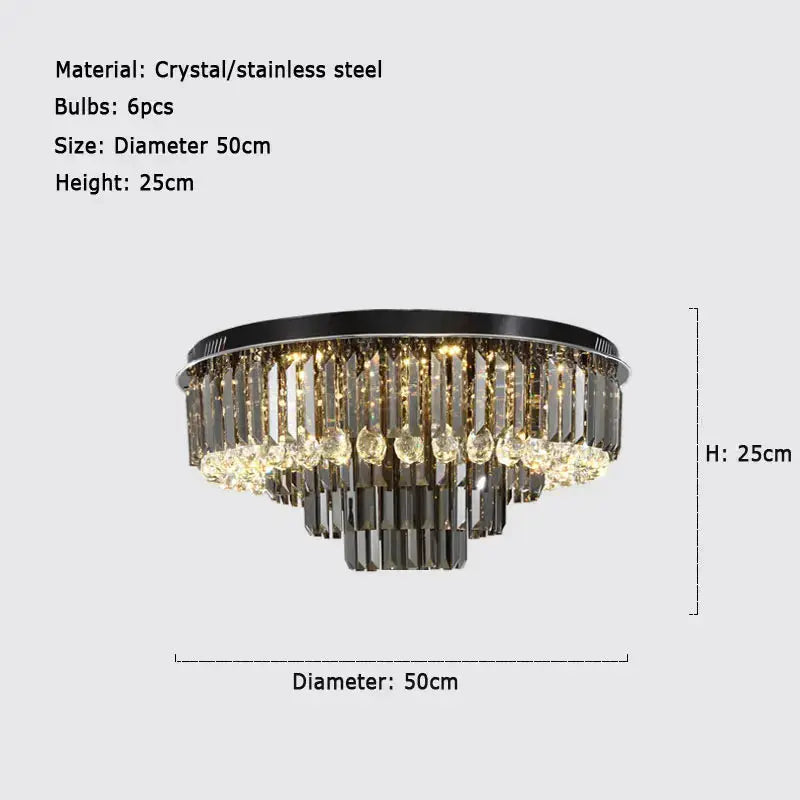 Luxury Crystal Ceiling Smoky Gray Lamp ChandeliersLife®