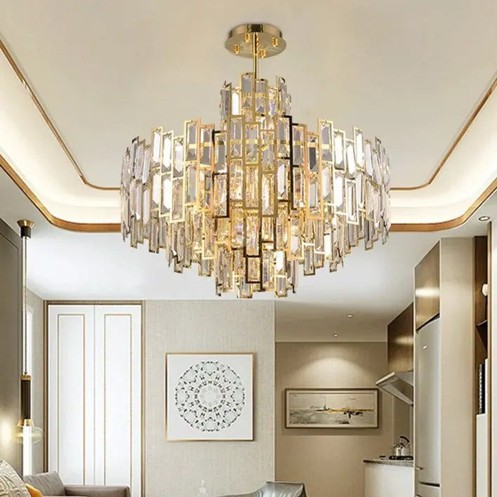 Round Gold Crystal Desinger Chandelier ChandeliersLife®
