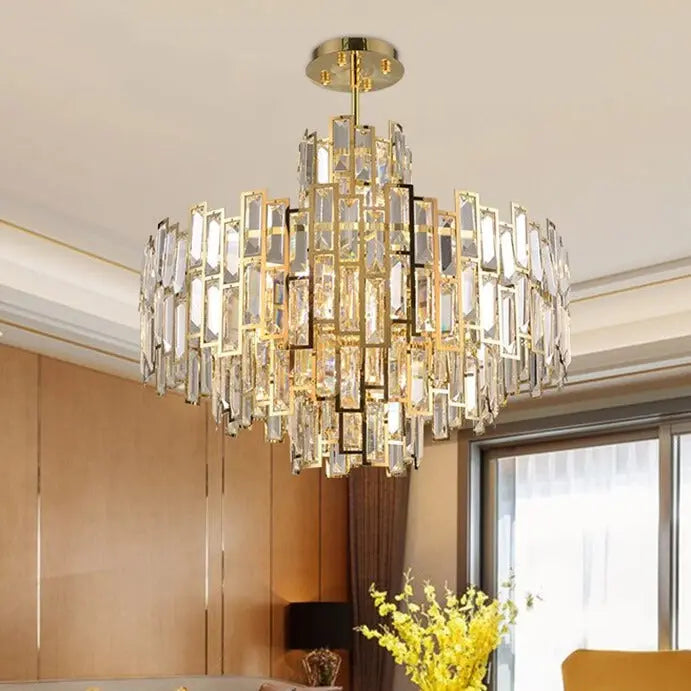Round Gold Crystal Desinger Chandelier ChandeliersLife®