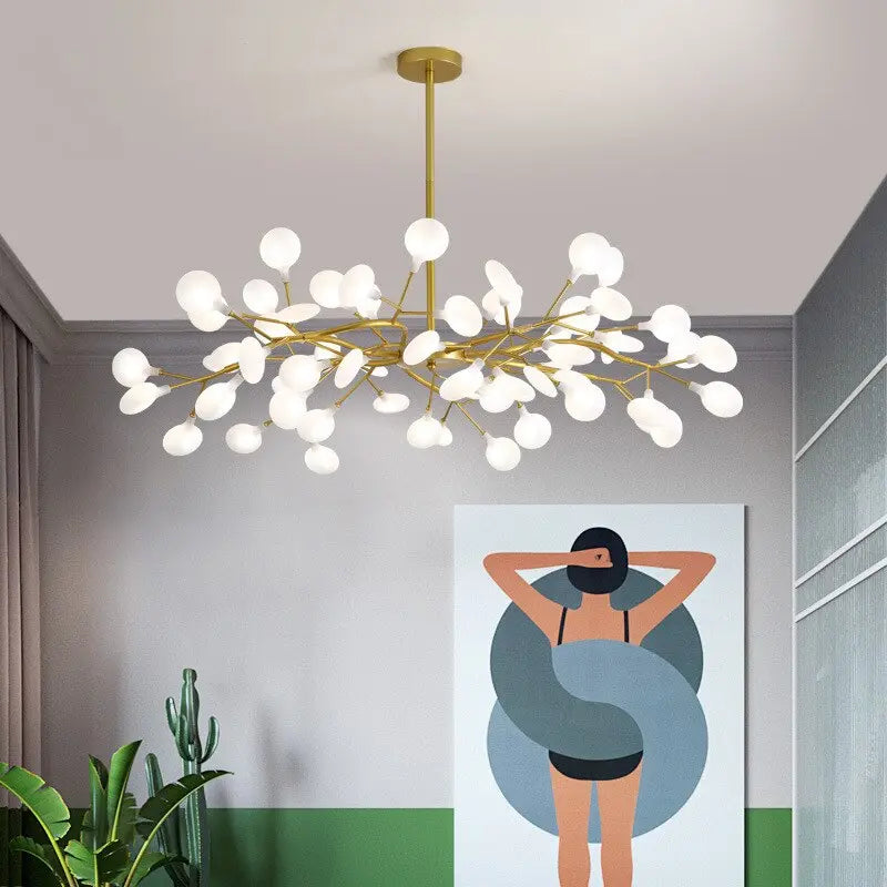 Luxurious Gold Chandelier with White Petals ChandeliersLife®