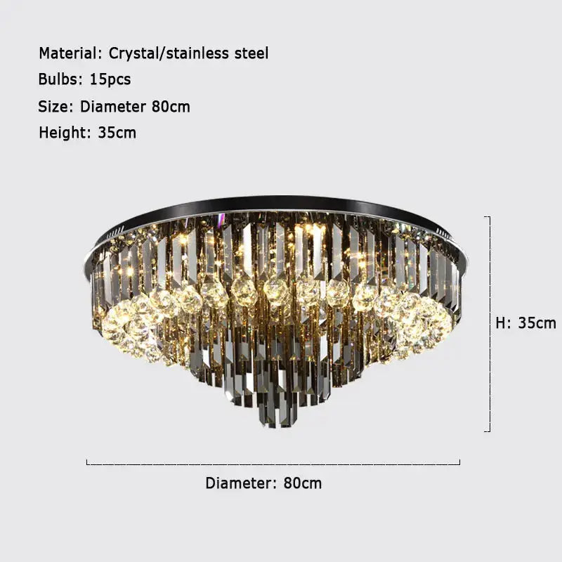 Luxury Crystal Ceiling Smoky Gray Lamp ChandeliersLife®