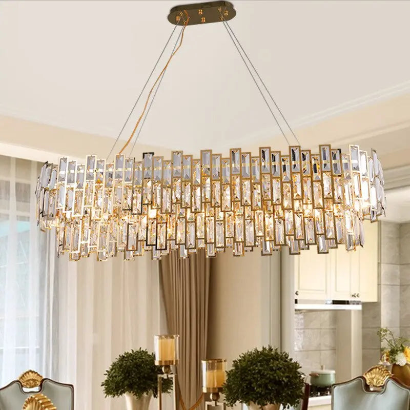 Oval Gold Crystal Desinger Chandelier ChandeliersLife®