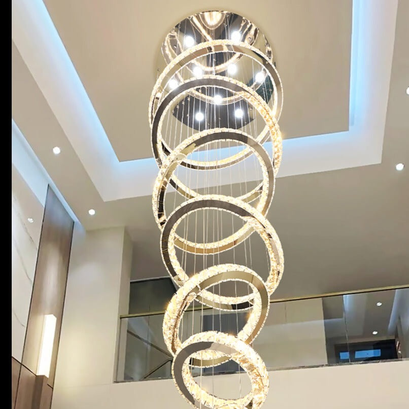 Rings Chandeliers for Loft Villa Duplex Design - Chrome