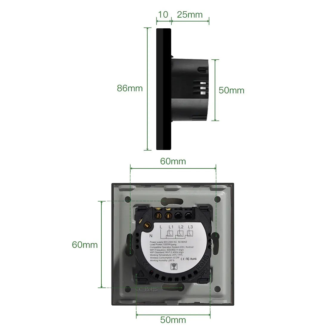 Wifi Light Smart Switch Grey White Black
