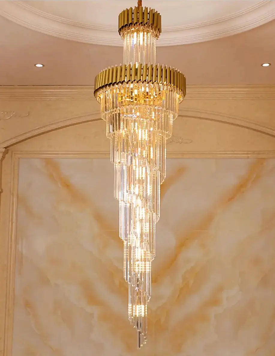 Long Black Crystal Loft Chandelier ChandeliersLife®