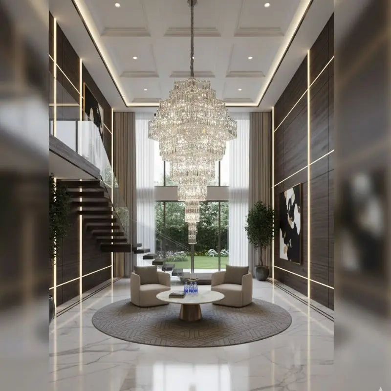 Luxury Villa Chandeliers Star Staircase Crystal Chandelier ChandeliersLife®