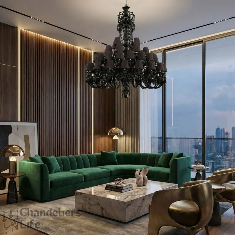 Villa Hotel Luxury Black Crystal Chandelier