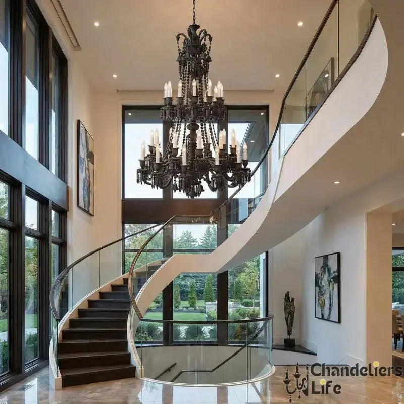 Villa Hotel Luxury Black Crystal Chandelier ChandeliersLife®