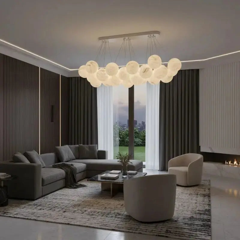 Rectangular Balls Alabaster Chandelier