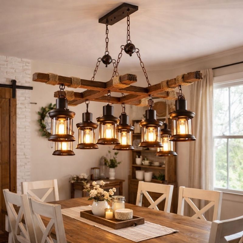 Retro Wood Vintage Chandelier