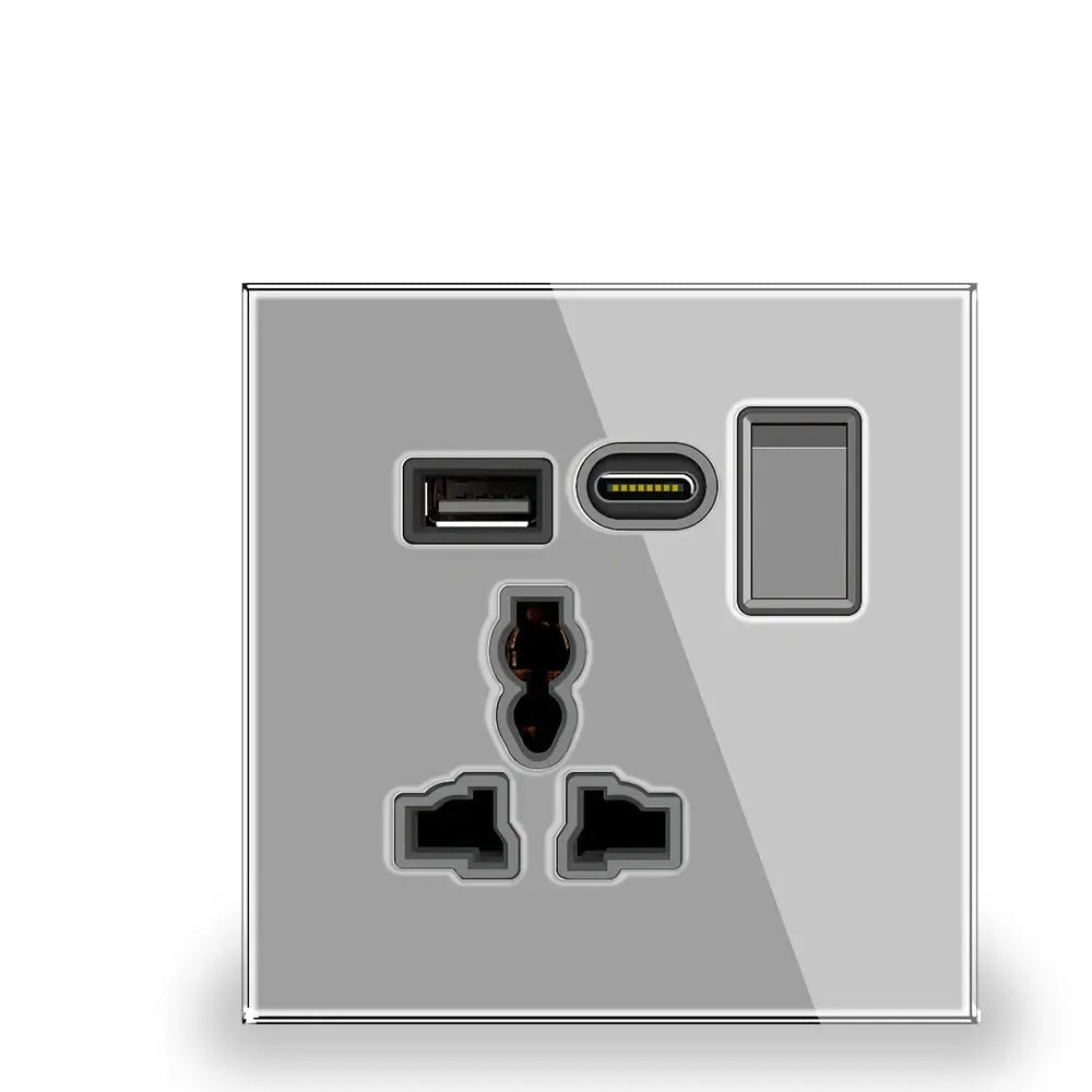 Dual USB Charger Electric Plug Wall Type C Power Socket