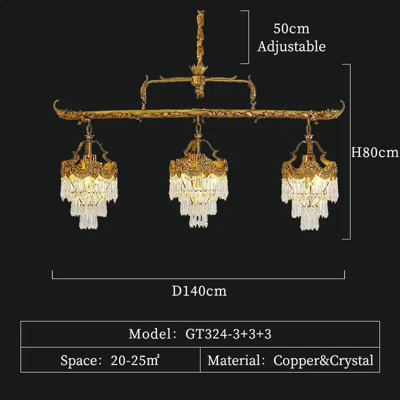 European Rococo Luxury Brass Restaurant Chandelier French Classical Retro Bedroom Foyer Crystal Pendant Light ChandeliersLife®