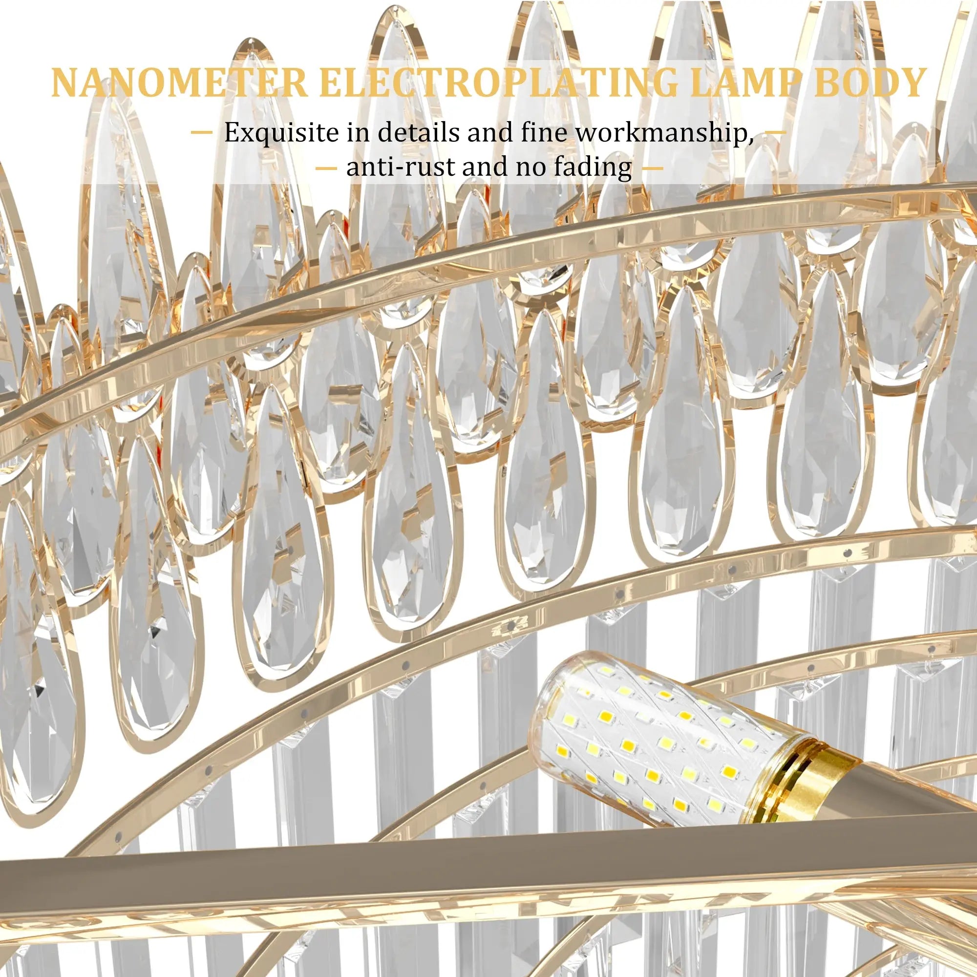 LUVODI Luxury Ceiling Pendant Lighting Decor Crystal Chandeliers Light Fixture with Three Colors Lights ChandeliersLife®