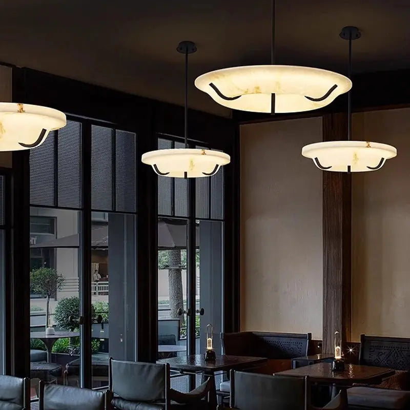 American Retro Alabaster Ring Chandelier