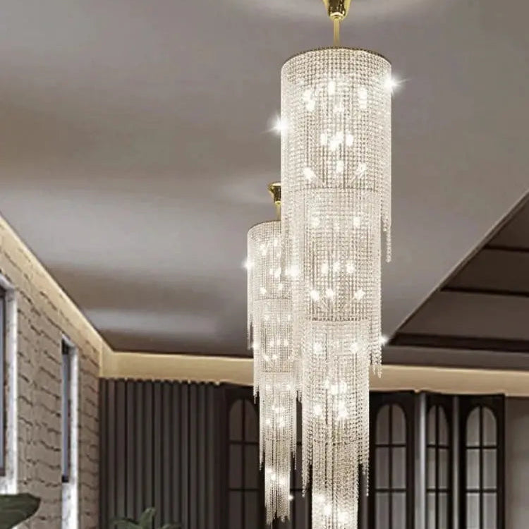 Luxury Crystal Chandelier for High Ceiling Rotate Staircase Villa Hotel Living Room High Pendant Light Indoor Lighting Fixture ChandeliersLife®