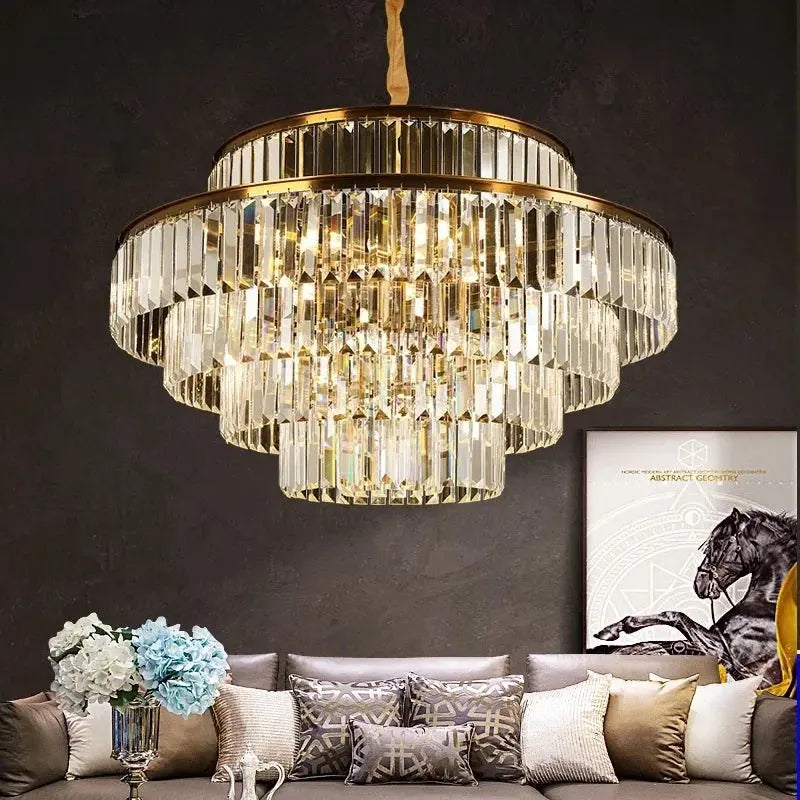 Modern Crystal Chandelier Simple Lustre Ceiling Lamp Living Room Chandelier Villa Bedroom Kitchen Island Decoration Round Lamp ChandeliersLife®