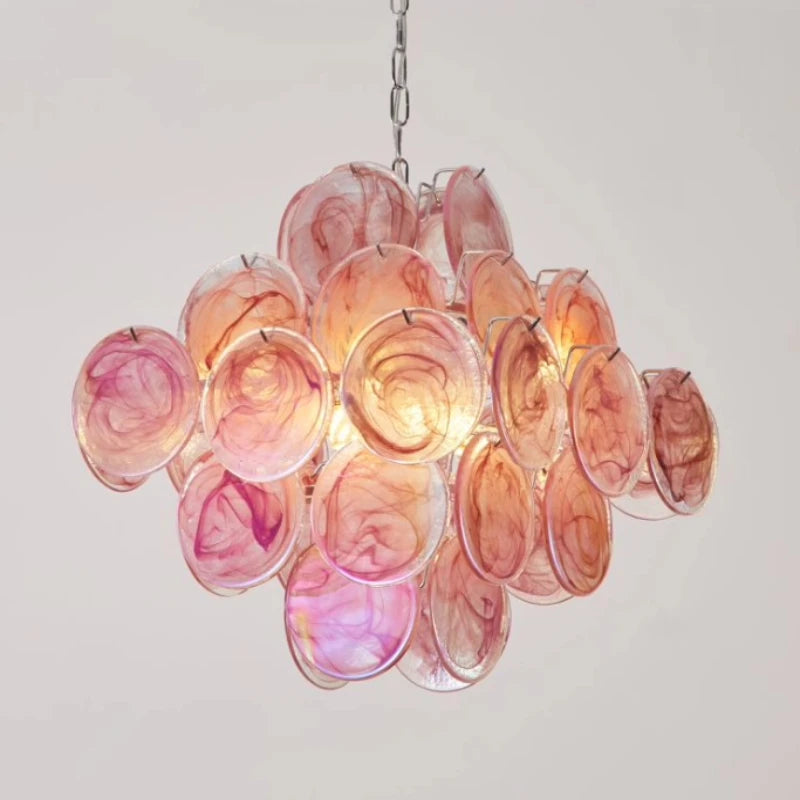 Elodie Murano-inspired Coloured Glass Disc chandelier, product gallery image 11 of 12