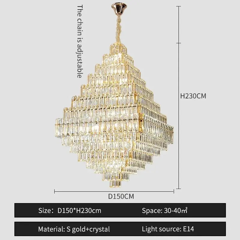 Modern Luxury Spiral Staircase Crystal Chandelier ChandeliersLife®