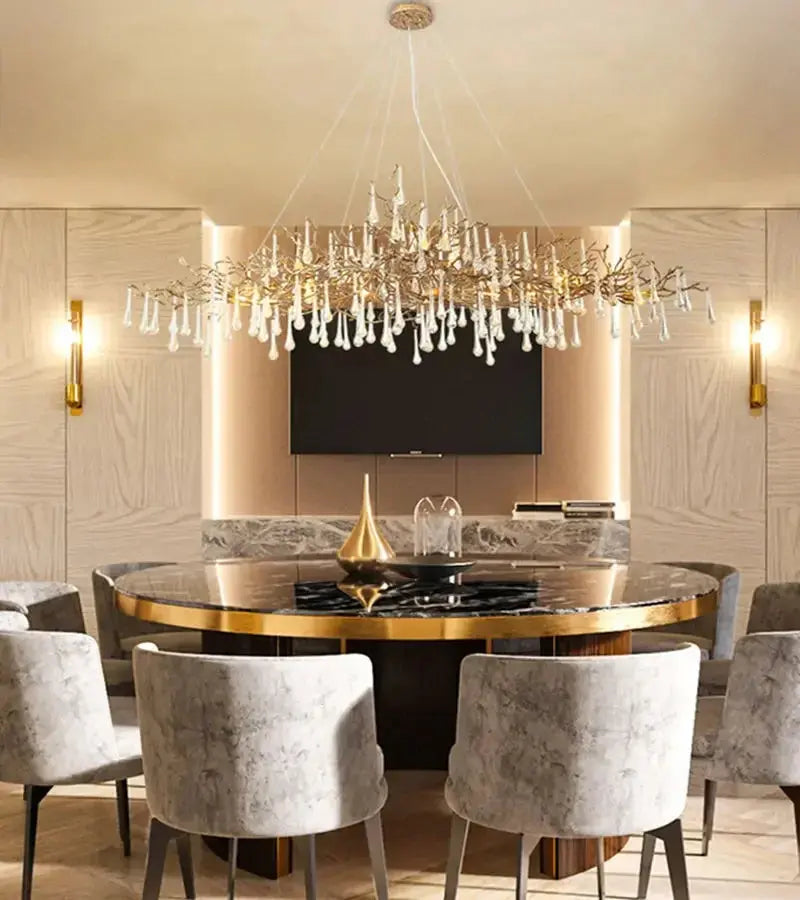 High-end LED Branch Crystal Copper Chandeliers Water Drops Luxury Ceiling Chandelier Lighting Decor Tree Luxury Pendant LAMP ChandeliersLife®