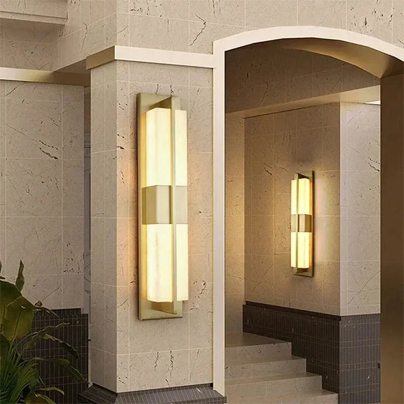 GISELLE Contemporary LED Brass Marble Outdoor Wall Lamps Electric Waterproof Balcony Hallway Courtyard Villa Gate Hotel ChandeliersLife®