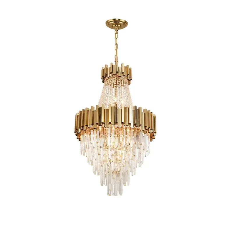 Gold and crystal chandelier on a white background