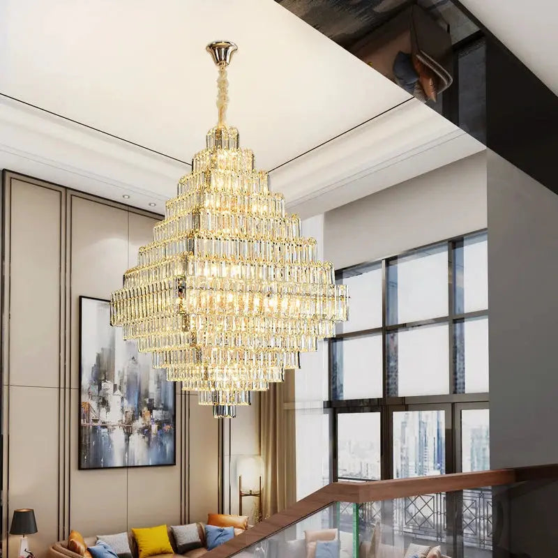 Modern Luxury Spiral Staircase Crystal Chandelier ChandeliersLife®