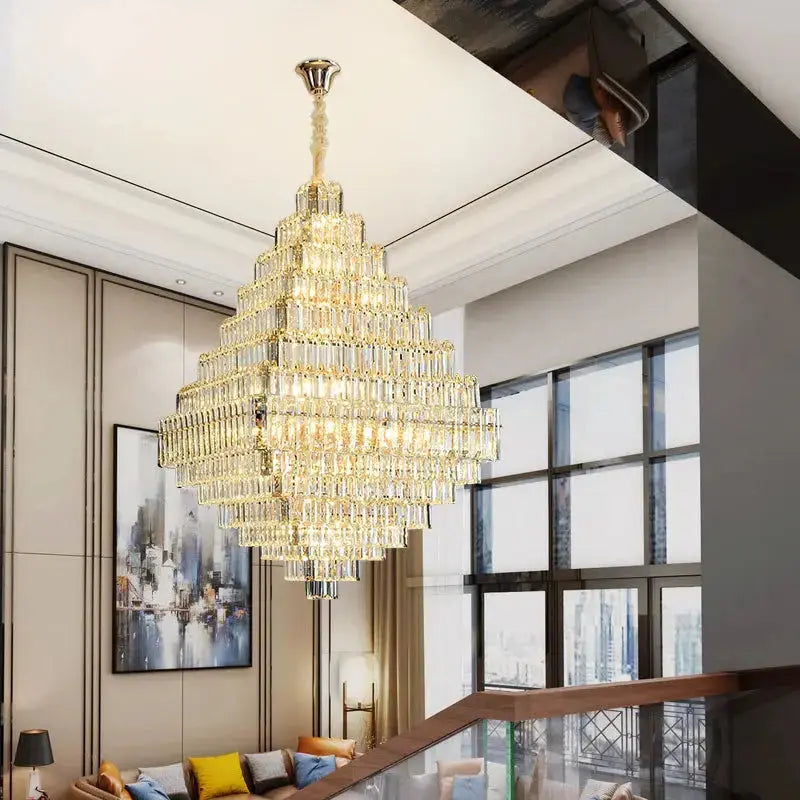 Modern Luxury Spiral Staircase Crystal Chandelier ChandeliersLife®