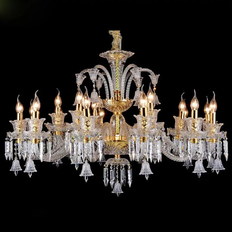 Europe Golden Clear Candle Crystal Chandelier Dining  Pendent Lamp Clear Villa Hotel Bedroom Living Room Glass Decora Droplight ChandeliersLife®