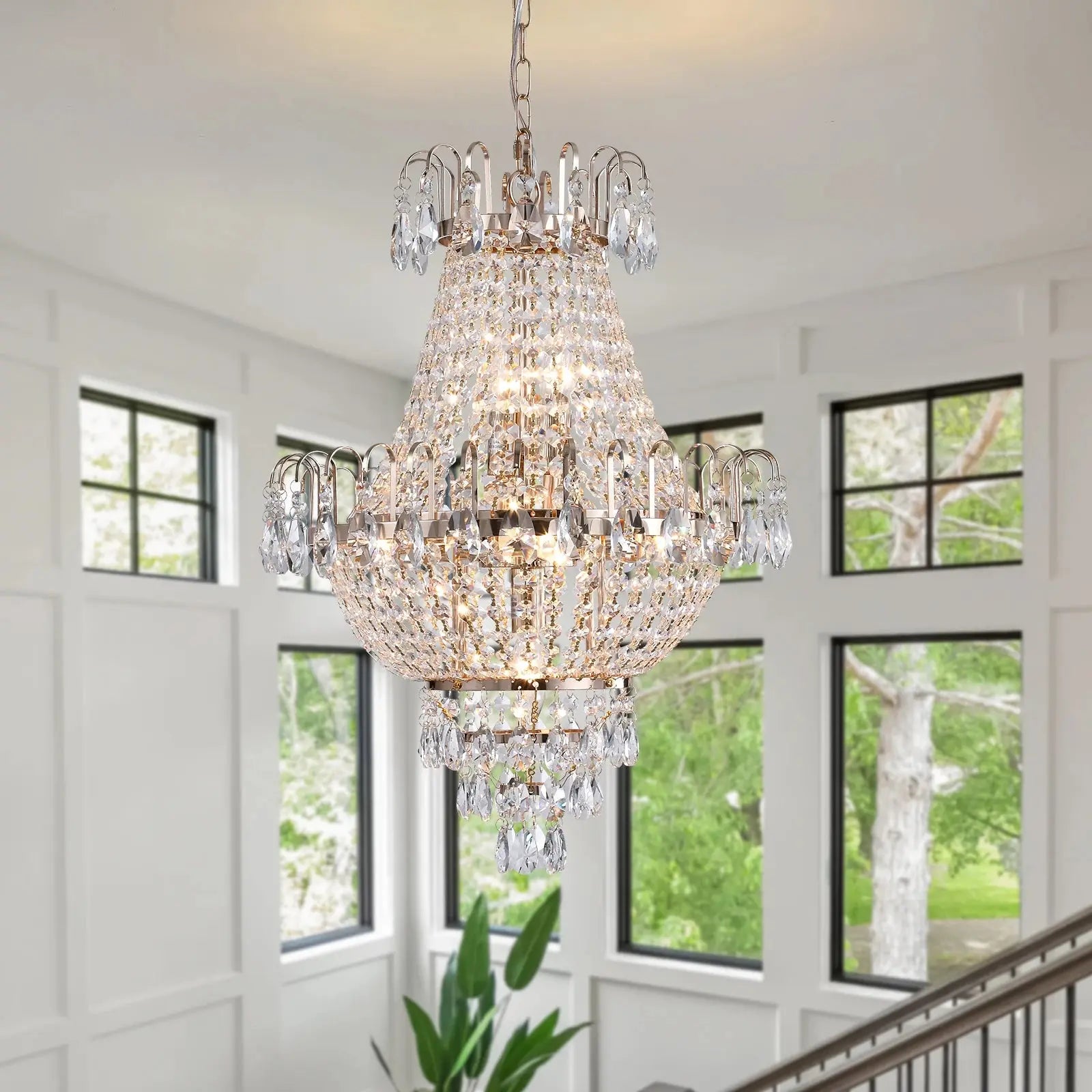 16.9" Luxury Retro Crystal Chandelier European Style Imperial Style Copper Color 7-Light Lighting Fixture Classy Living Room Restaurant Entrance Ceiling Light ChandeliersLife®