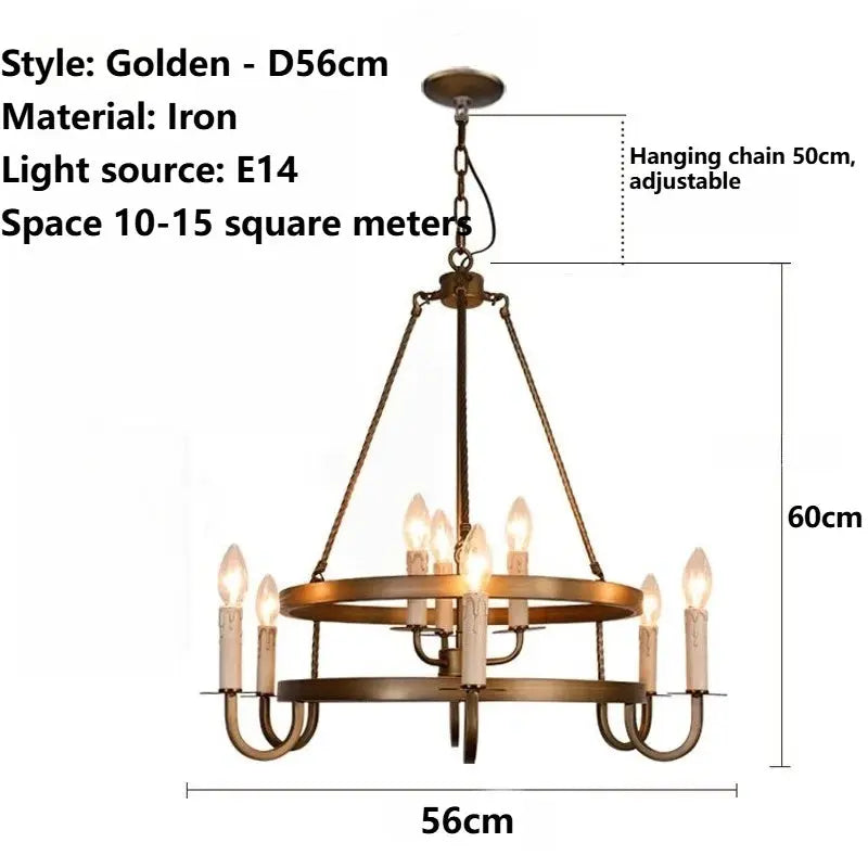 Designer Double-layer Candle Retro Bronze Pendant Light