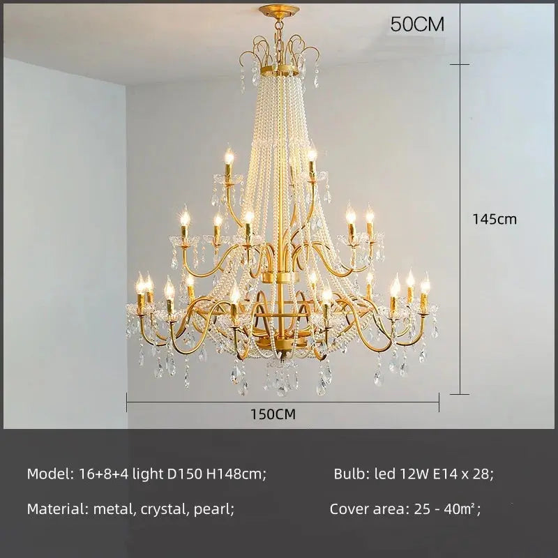 French Design Pearl Crystal Chandelier