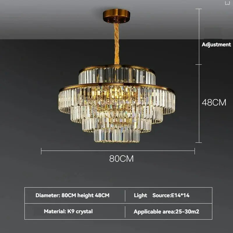 Modern Crystal Chandelier Simple Lustre Ceiling Lamp Living Room Chandelier Villa Bedroom Kitchen Island Decoration Round Lamp ChandeliersLife®