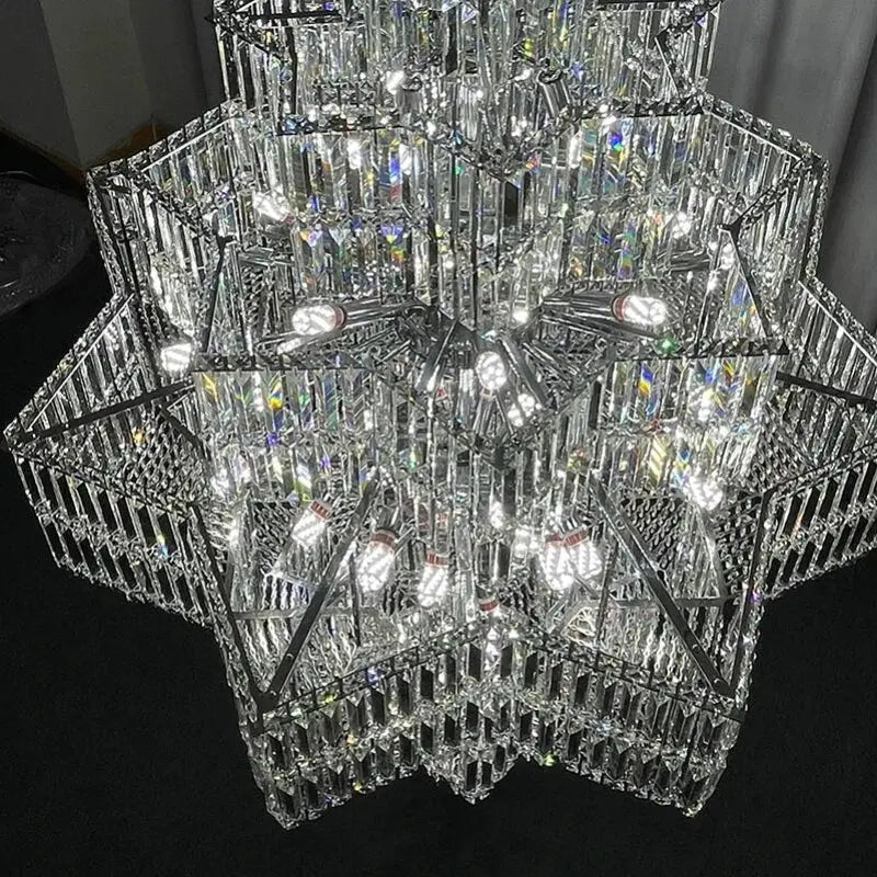 Luxury Villa Chandeliers Star Staircase Crystal Chandelier ChandeliersLife®