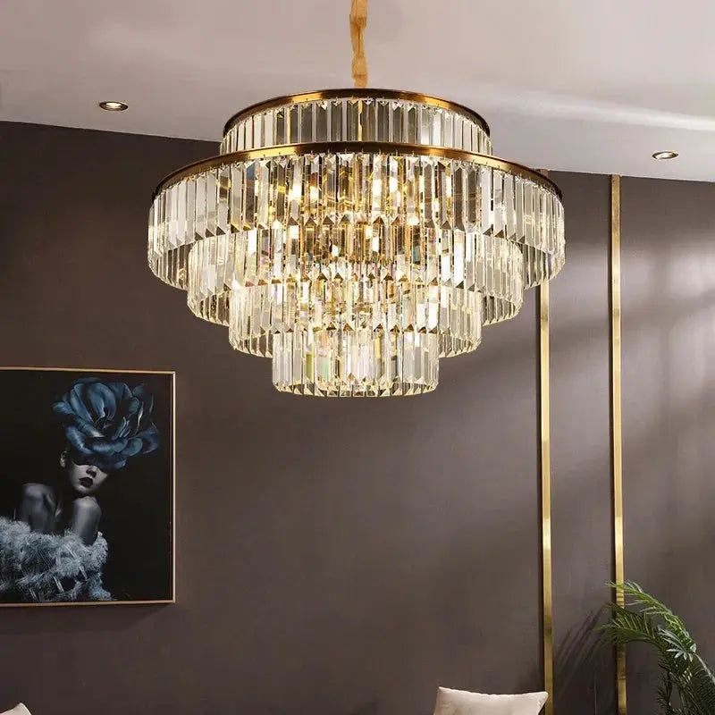Modern Crystal Chandelier Simple Lustre Ceiling Lamp Living Room Chandelier Villa Bedroom Kitchen Island Decoration Round Lamp ChandeliersLife®