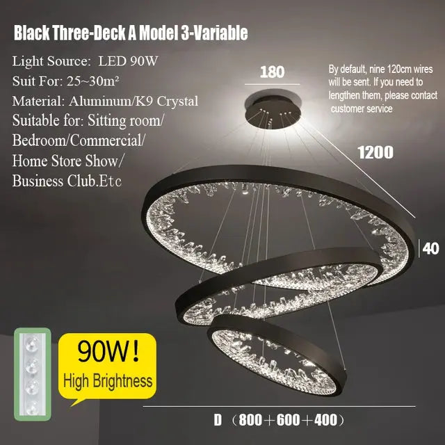 Modern Luxury Circular Black Chandelier ChandeliersLife®
