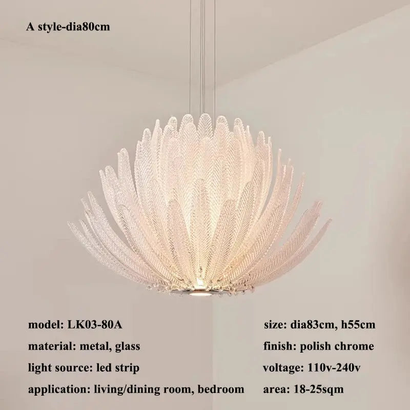 Modern Luxury Feather Glass Luxury Pendant Chandelier