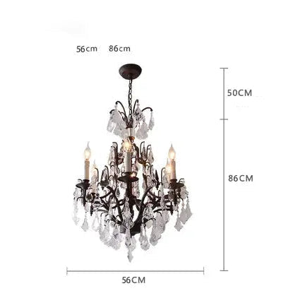 American country chandelier wrought iron retro living room dining room chandelier French stairwell villa crystal chandelier ChandeliersLife®