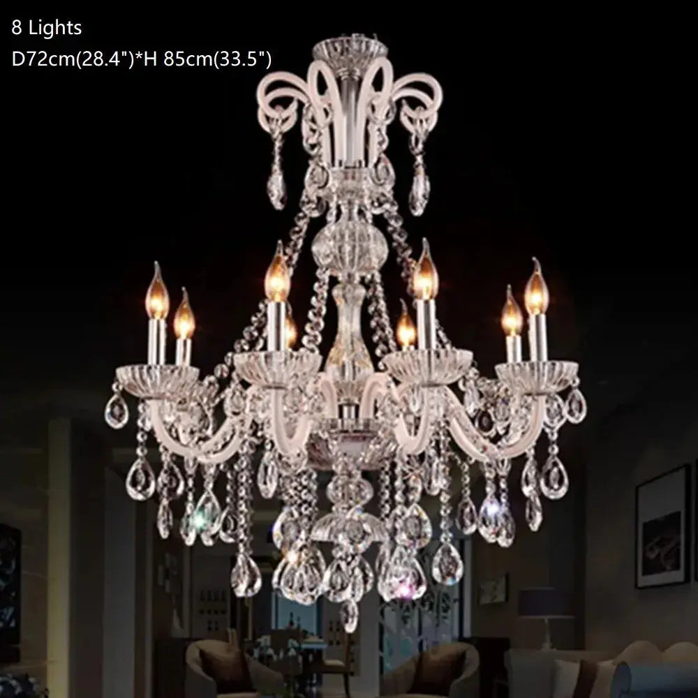 Modern Candle Chandelier light Glass White K9 Crystal Pendant Lamp Living Room Bedroom Decoration Lights Crystal Chandelier ChandeliersLife®