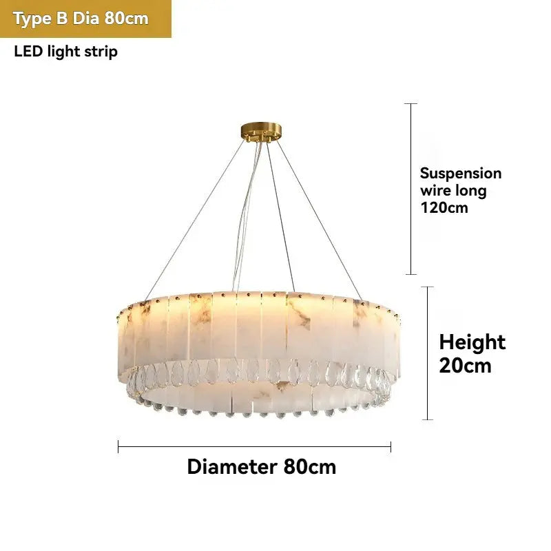 Villa Lobby Dining Living Room Alabaster Hanging Lamp - ChandeliersLife®