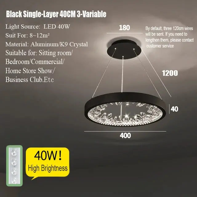 Modern Luxury Circular Black Chandelier ChandeliersLife®
