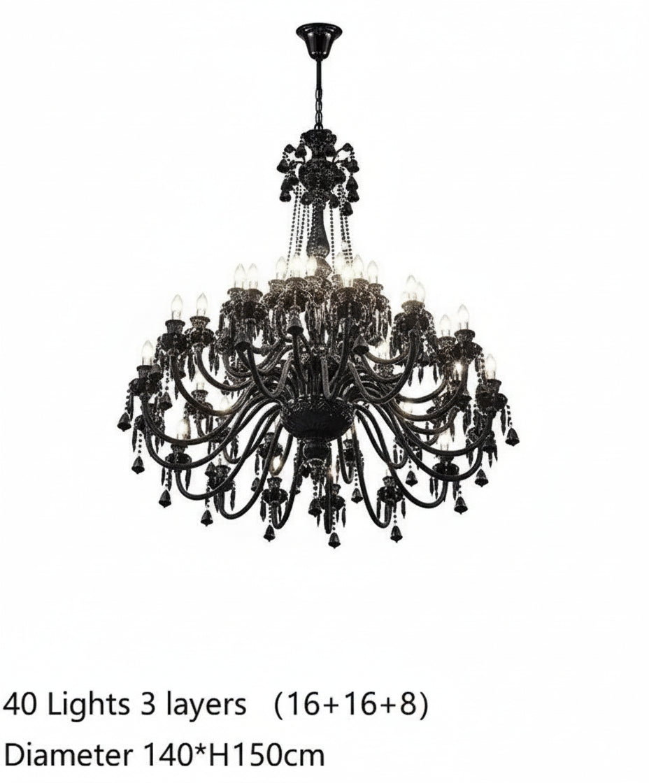 Villa Hotel Luxury Black Crystal Chandelier