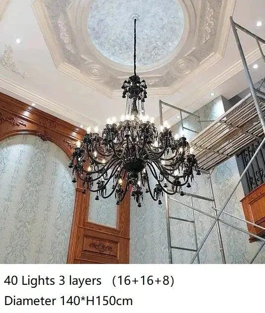 Villa Hotel Luxury Black Crystal Chandelier ChandeliersLife®